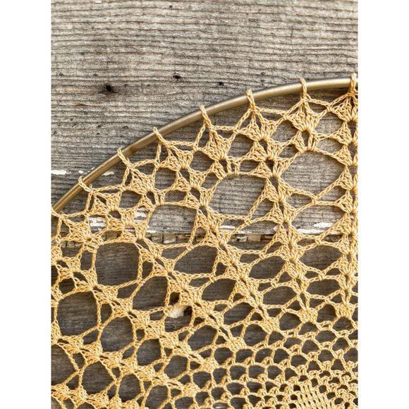 Vintage Doily on Metal Hoop Wall Deco BOHO Hippy - Picture 6 of 10
